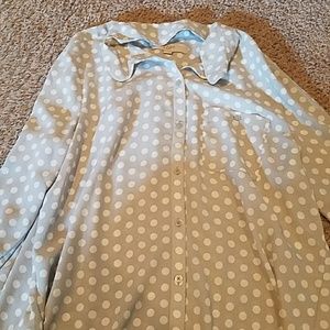 Loft Grey and White Button Up Blouse